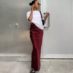 Mulheres cetim saia trompete preta, cintura alta, fina, longa, monocromática, elegante, escritório, feminina, moda, primavera, verão - comprar online
