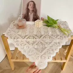 Linho De Mesa De Bordado Europeu Retro, Laço Quadrado Bege, Toalha De Mesa Openwork, Festa De Casamento, Jardim, Decoração De Casa - loja online