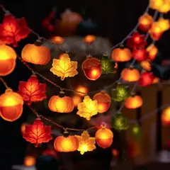 1.5/3m halloween led abóbora luz corda porca maple leaf lâmpada casa festa de natal decoração luzes penduradas presentes de ação de graças - comprar online