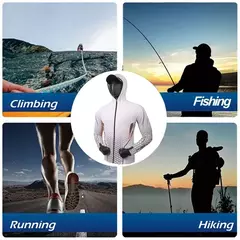 Camisas de pesca masculinas com capuz longo, jaqueta UV respirável, camiseta ao ar livre, zíper completo, upf 50, verão unissex na internet