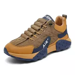 Sapato esportivo casual masculino com cadarço, tênis para papai, sola grossa, pé de ajuda baixo, 4 estações, moda