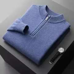 Suéter de malha de caxemira masculino, casaco de alta qualidade, gola meia altura, pulôver grosso, quente, tamanho grande, 100% lã, brincalhão, jovem, inverno, novo na internet