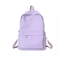 Mochila escolar roxa de grande capacidade para mulheres, mochila com zíper suave, cor sólida, adolescentes, mochila casual, suprimento estudantil