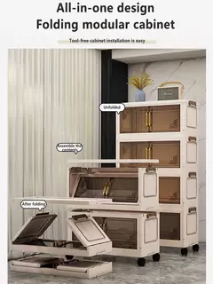 Armário de armazenamento dobrável multifuncional, 45/55/65cm de comprimento, armário de artigos diversos, grande capacidade, à prova de poeira, guarda-roupa - Wolf Magazine