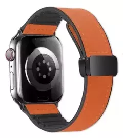 Pulseira magnética, iWatch Series 9, 8, 7, SE, 6, 5, 4, 3, 49mm, pulseira de silicone e couro para Apple Watch, Ultra Band, 41 milímetros, 40 milímetros, 44 milímetros, 42 milímetros - Wolf Magazine
