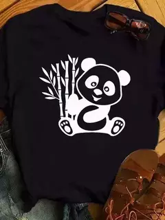 Maycaur-camiseta de manga curta para mulher, top solto com estampa de panda fofa, casual e solta, verão