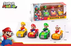 Original super mario karting modelo brinquedos mario bros 4 pçs/set anime figura de ação slide carro ornamentos crianças presentes aniversário - Wolf Magazine