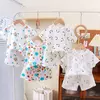 Conjunto de pijama infantil de cor sólida, roupa confortável para crianças, meninas e meninos, roupas de verão, novo