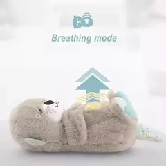Baby Breath Bear Calmante Otter Plush Toy, Criança Calmante Música, Companheiro do sono, Som e Luz, Presentes de boneca