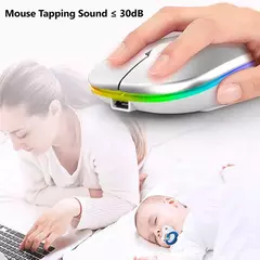 Imagem do Mouse ergonômico sem fio para jogos, ratos silenciosos, LED retroiluminado, Bluetooth, RGB, recarregável, apto para laptop, PC