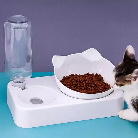 Pet Bowl 15 Graus Tilt para Proteger a Vértebra Cervical Dog Food Bowl Automático Beber Alimentador Pet Alimentação Suprimentos