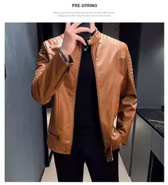 Jaqueta de couro falso para homens, casacos PU masculinos, outwear branco, outono, 2023 na internet
