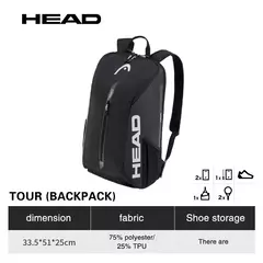 Cabeça Racquet Sport Bag, raquete de tênis, Ombros Bag, raquete de tênis, Tribunal Mochila, Shoe Bag, Série TOUR, Preto, 1-2Pcs na internet