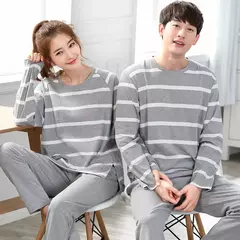 Conjunto pijama coreano de algodão masculino e feminino, pijama casual loungewear, roupa de casa outono - loja online