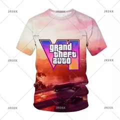 Imagem do Camisetas gráficas Grand Theft Auto VI masculinas, Boy Streetwear, Tops masculinos casuais, Roupas impressas 3D do jogo GTA 6, Novos jogos