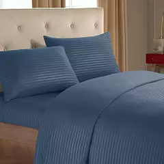 Imagem do Conjunto de lençóis batilo, 4 peças, luxo, lençol e plano com fronha, conjunto de cama listrado sólido para gêmeo/completo/queen/king size