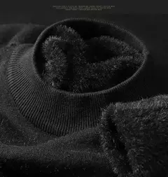 Suéter de malha luxuoso masculino, gola alta, veludo acolchoado, quente, pulôveres sólidos, fundo grosso, casual com o pescoço, outono, inverno na internet