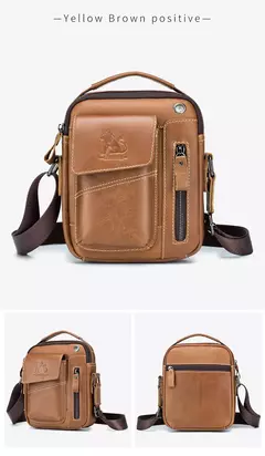 Bolsa de ombro multifuncional para homens Couro Crossbody Bag Bolsa de alta capacidade - loja online