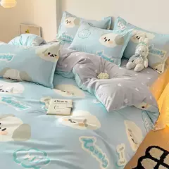 Egw-roupa de cama para menino e menina, jogo de cama com desenhos animados, cinza, leão, rosa, urso, fronha, impresso, casa, criança, 3pcs - loja online