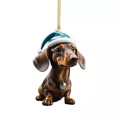 Desenhos animados Cute Dog Natal Enfeites, Xmas Tree Pendant, Fun Dachshund, Pendurado Decoração Presente, Fontes do partido, Casa, Decoração do carro