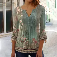 Camisa solta de mangas compridas feminina, blusa casual, elegante, temperamento, feriado, mulheres - comprar online