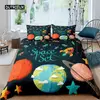 Conjunto de cama para meninos da aviação dos desenhos animados, astronauta Duvet Cover, Blue Sky Dream Quilt Cover, gêmeo, único, tamanhos duplos, fronha