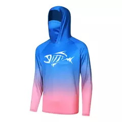 Pesca com capuz com máscara masculina, moletom manga comprida, proteção UV, umidade wicking, roupas de pesca - Wolf Magazine