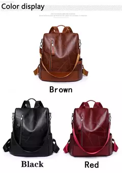 Imagem do Bolsa de ombro antiroubo de couro macia para mulheres, mochila de moda simples, designer de grande capacidade, alta qualidade, nova, 2023