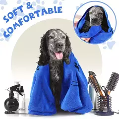 Toalha para animais de estimação 60x100cm, toalha de banho para cães e gatos, microfibra, secagem rápida, absorvente, azul, cinza, produtos de banho para animais de estimação na internet