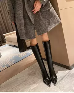 Botas de salto alto para mulheres, zíperes laterais, botas longas para senhoras - Wolf Magazine