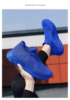 Tênis de corrida respirável masculino e feminino, calçados esportivos leves, tênis slip-on, meias da moda, tamanho grande 46, venda quente - Wolf Magazine