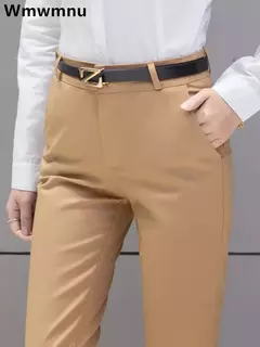 Calça lápis elástica de cintura alta fina feminina, calça grande tamanho no tornozelo, calça casual formal para escritório, 75kg, primavera, 2022 na internet