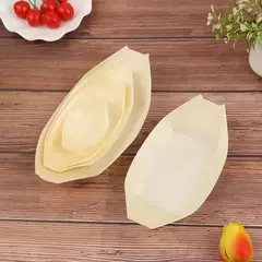 Barco De Madeira Descartável Para Sushi, Salada Sobremesa Tigela, Tigela De Madeira De Pinho, Bandeja De Placa, 50PCs - Wolf Magazine