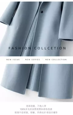 2023 elegante simples casaco feminino outono e inverno novo um botão pura lã reversível casaco de lã longo selvagem top das mulheres - loja online