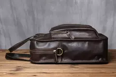 Maleta de couro retrô para homens, couro natural, bolsa vertical, bolsa de ombro casual, mochila masculina, adequada para laptop de 15 ", NZPJ - comprar online