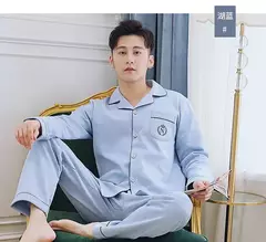 Imagem do Conjunto de pijamas masculinos de algodão, pijamas masculinos, pijamas adolescentes, roupas de casa, alta qualidade, design de moda, outono, primavera, novo