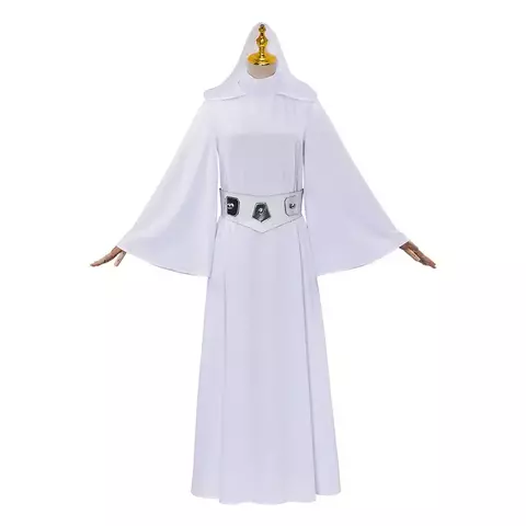 Star wars cosplay desempenho vestido feminino estilo princesa leia branco vestido longo transporte direto da china continental