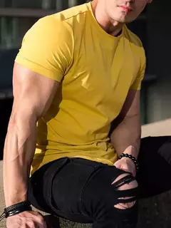 Camiseta masculina de algodão manga curta, musculação, Athleisure, treino, camisa esportiva de ginástica, tops de alta qualidade, verão - comprar online