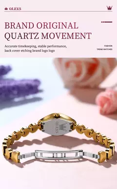 OLEVS Relógio Quartz para Mulheres, Espelho Rhombic, Relógio de Pulso Feminino Impermeável, Tungsten Steel Strap, Luxo, Original, 7007