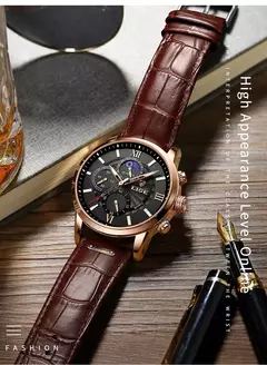 LIGE-Relógio de quartzo de couro marrom de luxo masculino, relógio impermeável, relógios esportivos, marca superior, casual, novo, 2022 na internet
