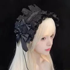 Laço japonês fita Lolita cocar, orelhas na cabeça bandana, empregada anime cosplay acessórios para o cabelo, 2024