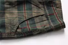 Shorts de praia xadrez casual masculino, calça curta militar, bermuda masculina, macacão de carga, sem cinto, moda, verão, 2024 - comprar online