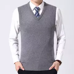 Imagem do Colete casual de suéter quente masculino, colete confortável, outono e inverno
