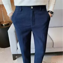 Calça waffle stretch masculina, calça reta justa, terno de festa social, roupa formal, alta qualidade, nova moda, 2022 - comprar online