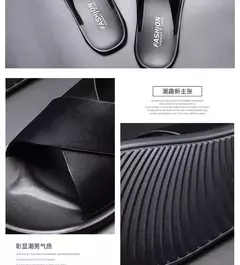 Sandálias para homens chinelos de couro genuíno marca de luxo moda masculina apartamentos casuais antiderrapantes praia sandalia zapatos hombre 2024