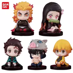 Q Versão Demon Slayer Action Figure Set, Boneca Fantasma Sentada, Tanjiro, Nidouzi, Inosuke, Zenizu Movie Model, Kid Toy Gift, 10pcs na internet