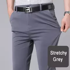 Calça stretch preta monocromática masculina, calça casual inteligente, secagem rápida, coreana, reta, escritório, primavera, outono, nova - loja online