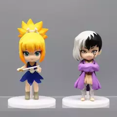 6 pçs/set anime q versão dr.stone figuras modelo 10cm ishigami senkuu âmbar postura de pé boneca ornamentos brinquedos presentes para crianças - loja online