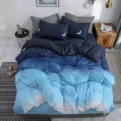 Galaxy capa de edredão lua estrelas consolador conjunto capa para crianças decoração do quarto feminino, azul gradiente céu estrelado céu estrelado conjunto cama - Wolf Magazine