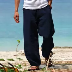 is japoneses informales de verano para hombre, Pantalón recto, holgado, transpirable, de playa, para hombre na internet